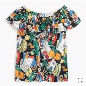 J. Crew NWT postcard Multicolor Tropical Print shirt